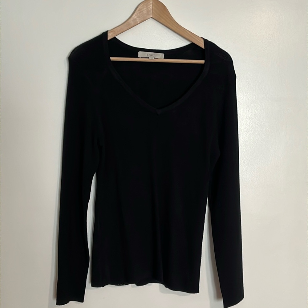 LOFT V-neck sweater, black, size xl